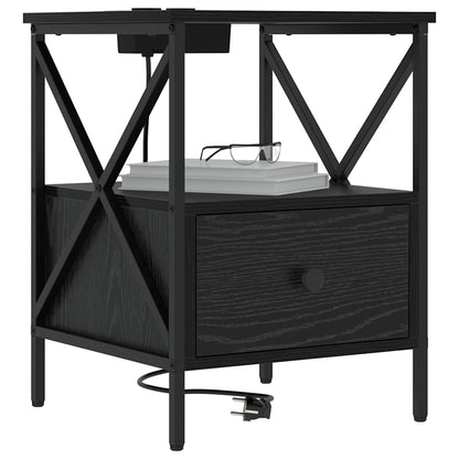 Nachttisch 2 pcs Schwarz Eichen-Optik 41,5 x 40,5 x 55 cm