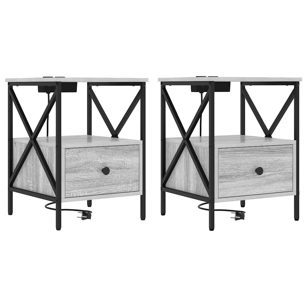 vidaXL Nachttisch 2 pcs Graues Sonoma 41,5 x 40,5 x 55 cm