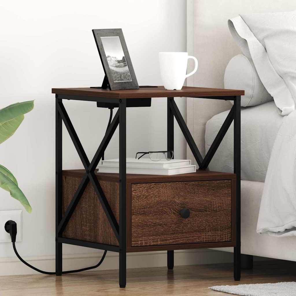 vidaXL Nachttisch Braun Eichen-Optik 41,5 x 40,5 x 55 cm Holzwerkstoff