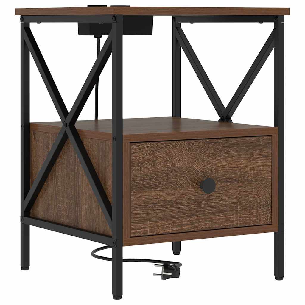vidaXL Nachttisch Braun Eichen-Optik 41,5 x 40,5 x 55 cm Holzwerkstoff