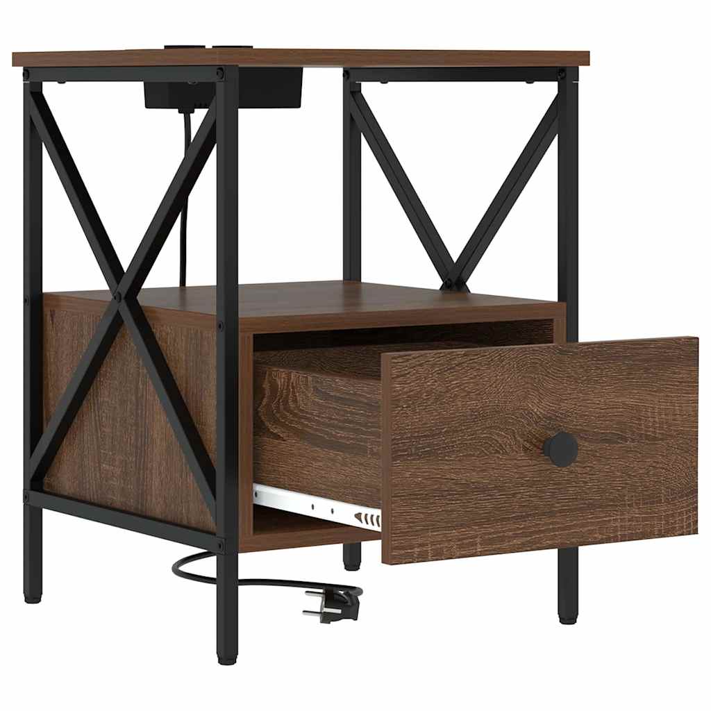 vidaXL Nachttisch Braun Eichen-Optik 41,5 x 40,5 x 55 cm Holzwerkstoff