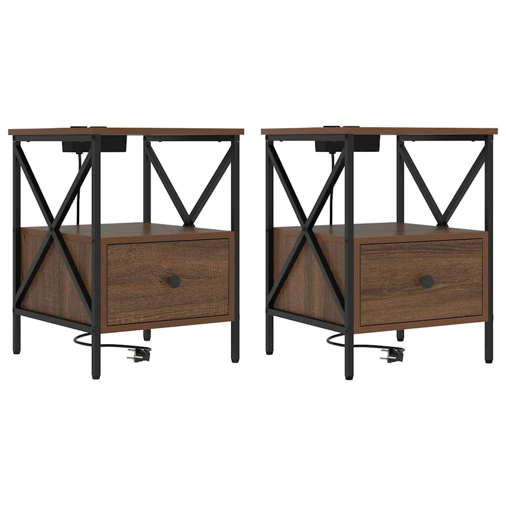 Nachttisch 2 pcs Braun Eichen-Optik 41,5 x 40,5 x 55 cm