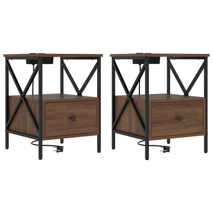 Nachttisch 2 pcs Braun Eichen-Optik 41,5 x 40,5 x 55 cm