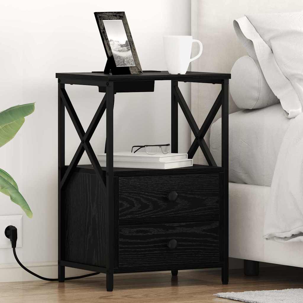 vidaXL Nachttisch Schwarz Eichen-Optik 40 x 31 x 60 cm Holzwerkstoff