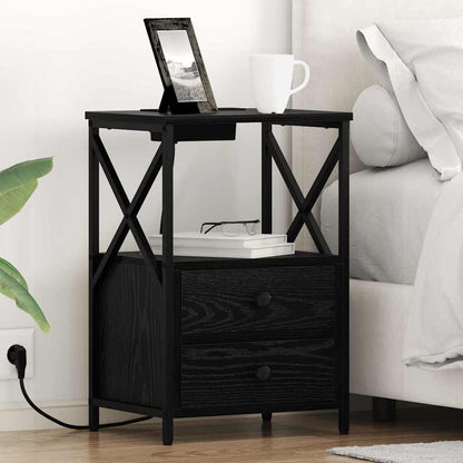 vidaXL Nachttisch Schwarz Eichen-Optik 40 x 31 x 60 cm Holzwerkstoff