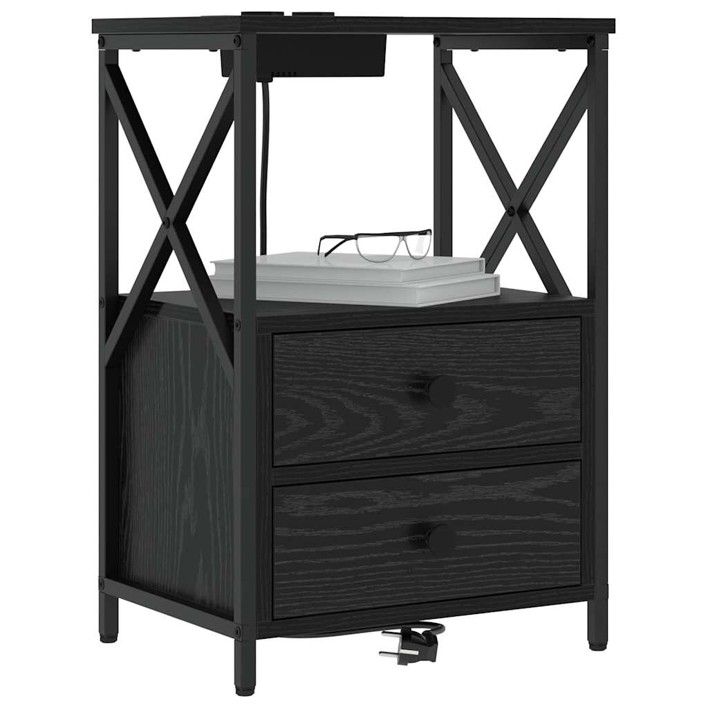 vidaXL Nachttisch Schwarz Eichen-Optik 40 x 31 x 60 cm Holzwerkstoff