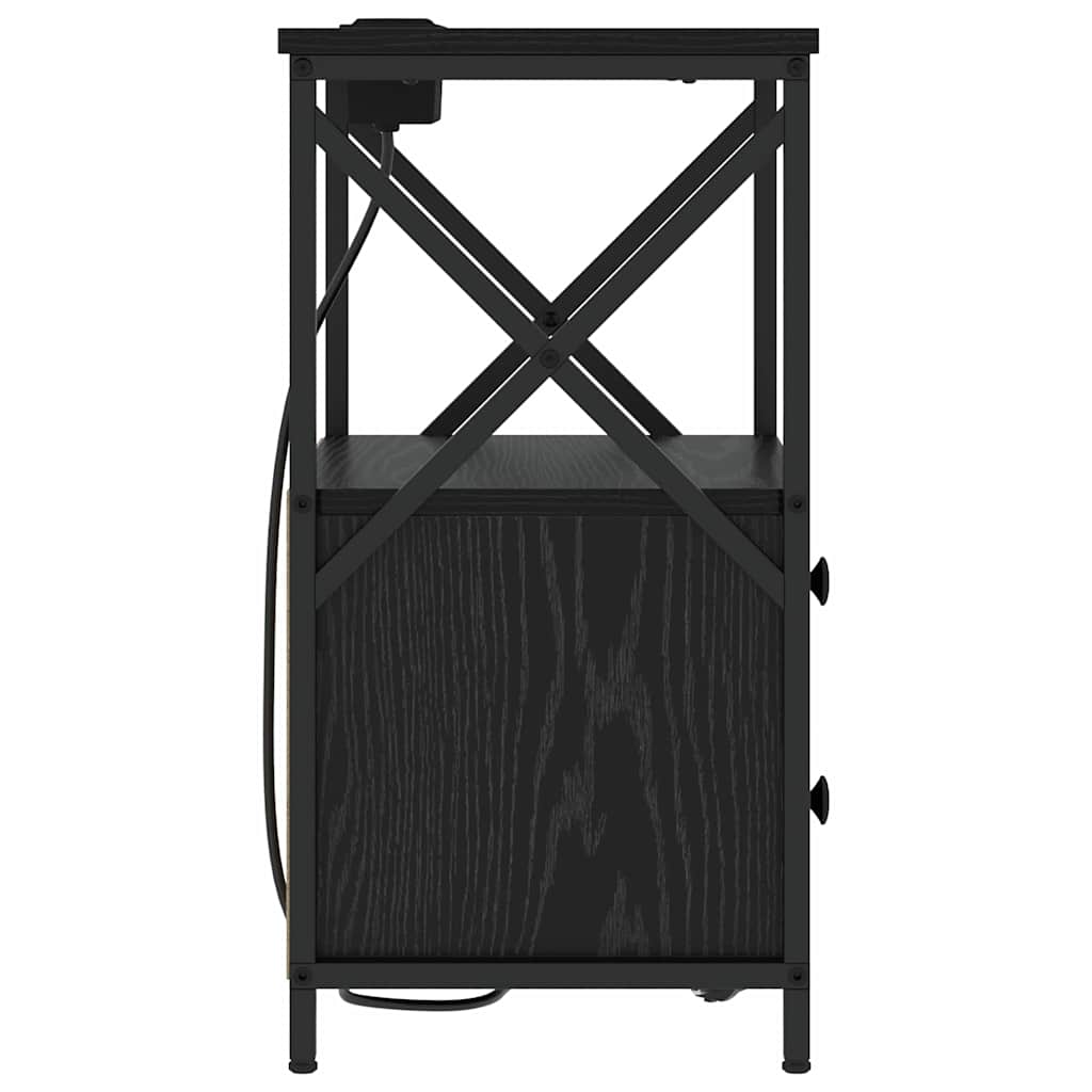 vidaXL Nachttisch Schwarz Eichen-Optik 40 x 31 x 60 cm Holzwerkstoff