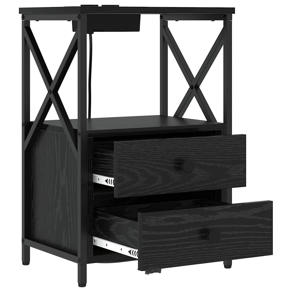 Nachttisch 2 pcs Schwarz Eichen-Optik 40 x 31 x 60 cm