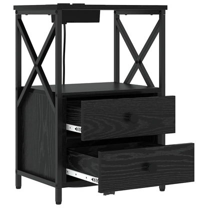 Nachttisch 2 pcs Schwarz Eichen-Optik 40 x 31 x 60 cm