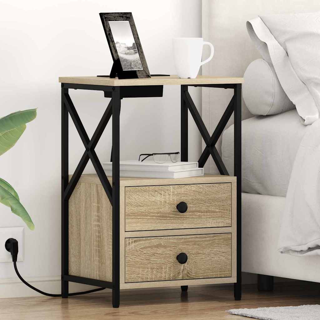 vidaXL Nachttisch 2 pcs Sonoma-Eiche 40 x 31 x 60 cm Holzwerkstoff