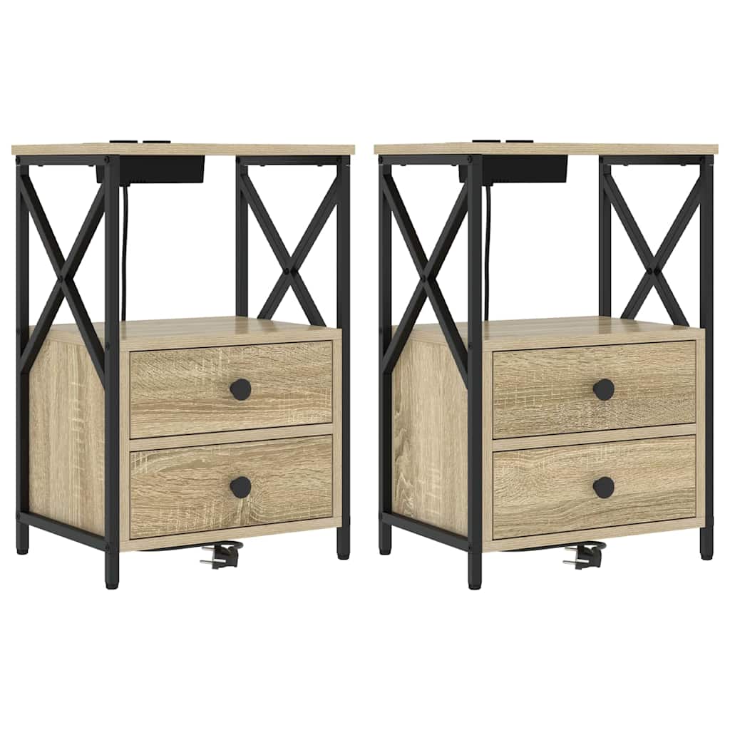 vidaXL Nachttisch 2 pcs Sonoma-Eiche 40 x 31 x 60 cm Holzwerkstoff