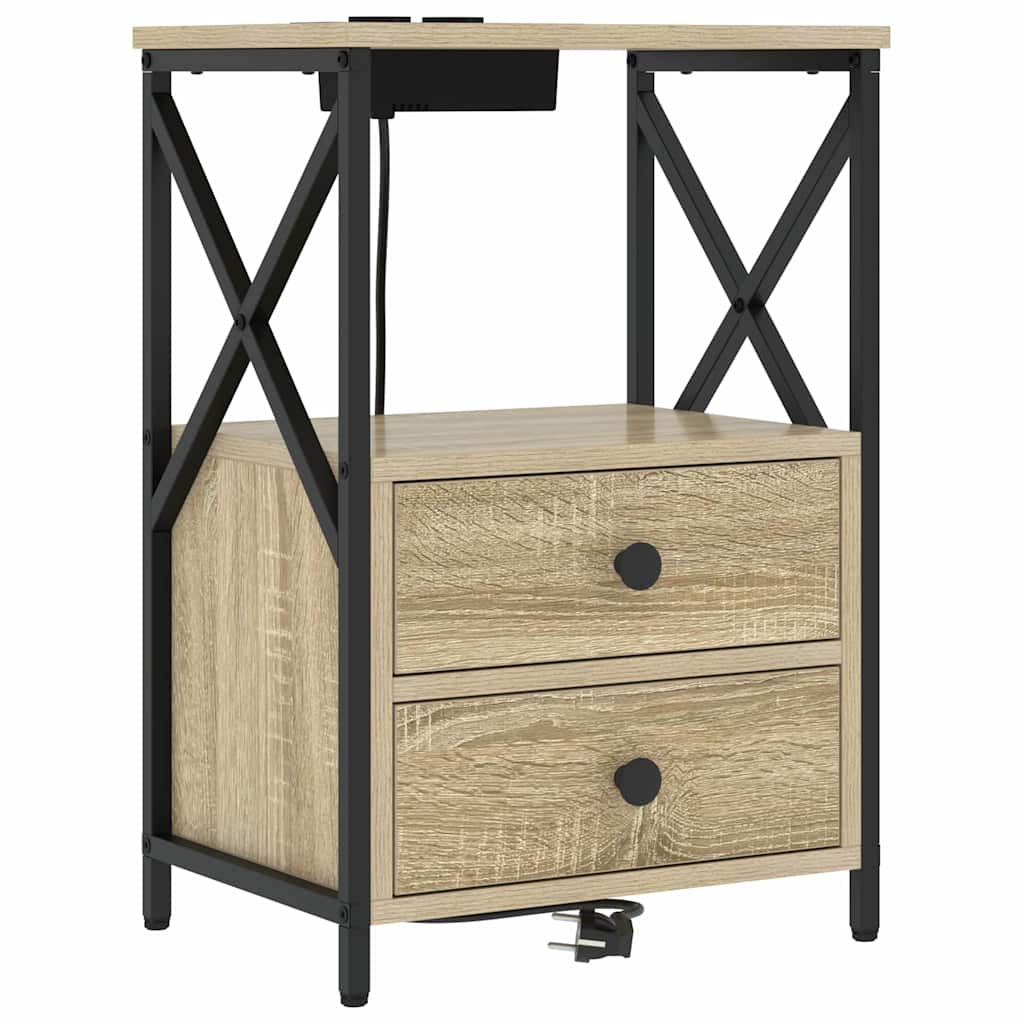 vidaXL Nachttisch 2 pcs Sonoma-Eiche 40 x 31 x 60 cm Holzwerkstoff