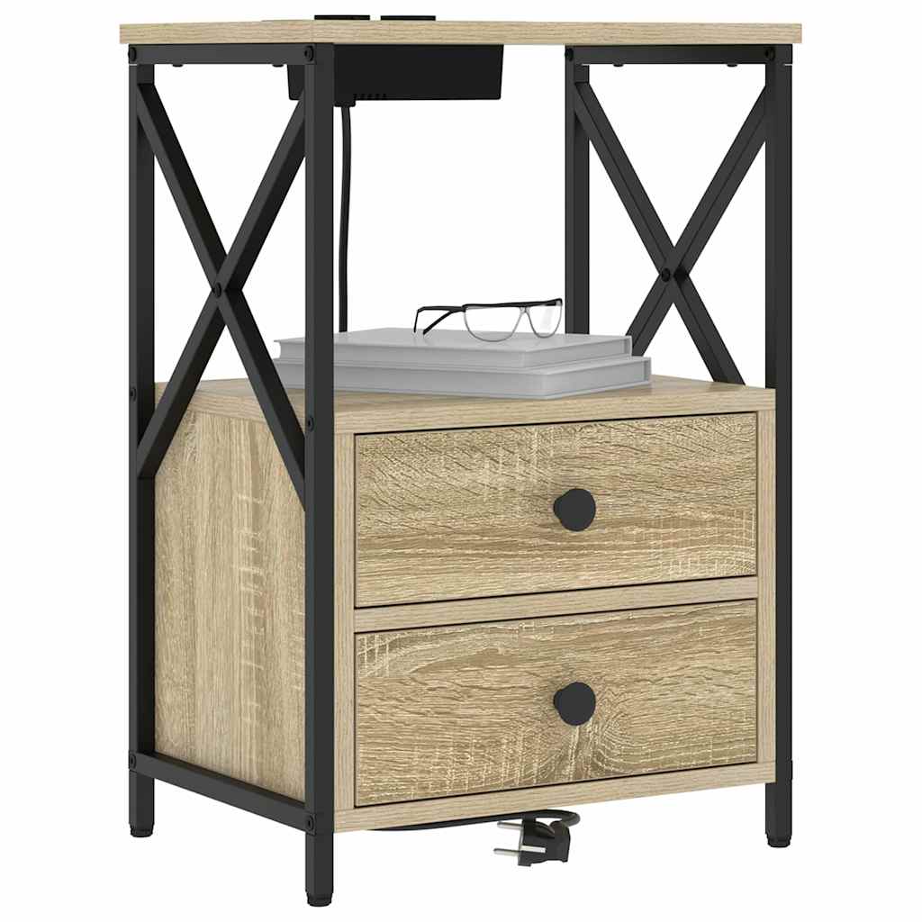 vidaXL Nachttisch 2 pcs Sonoma-Eiche 40 x 31 x 60 cm Holzwerkstoff