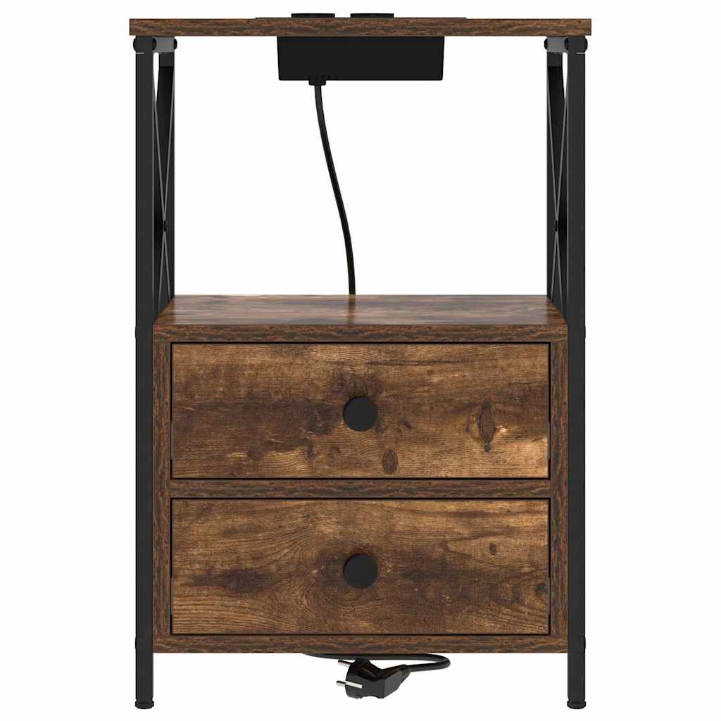 vidaXL Nachttisch mit Speicher 2 pcs Geräucherte Eiche 40 x 31 x 60 cm