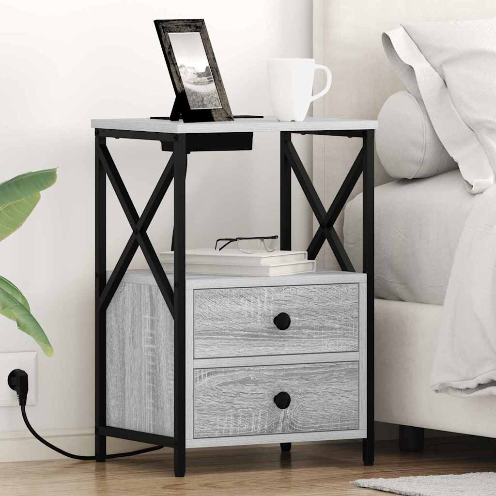 vidaXL Table de chevet Sonoma gris 40 x 31 x 60 cm Bois d'ingénierie
