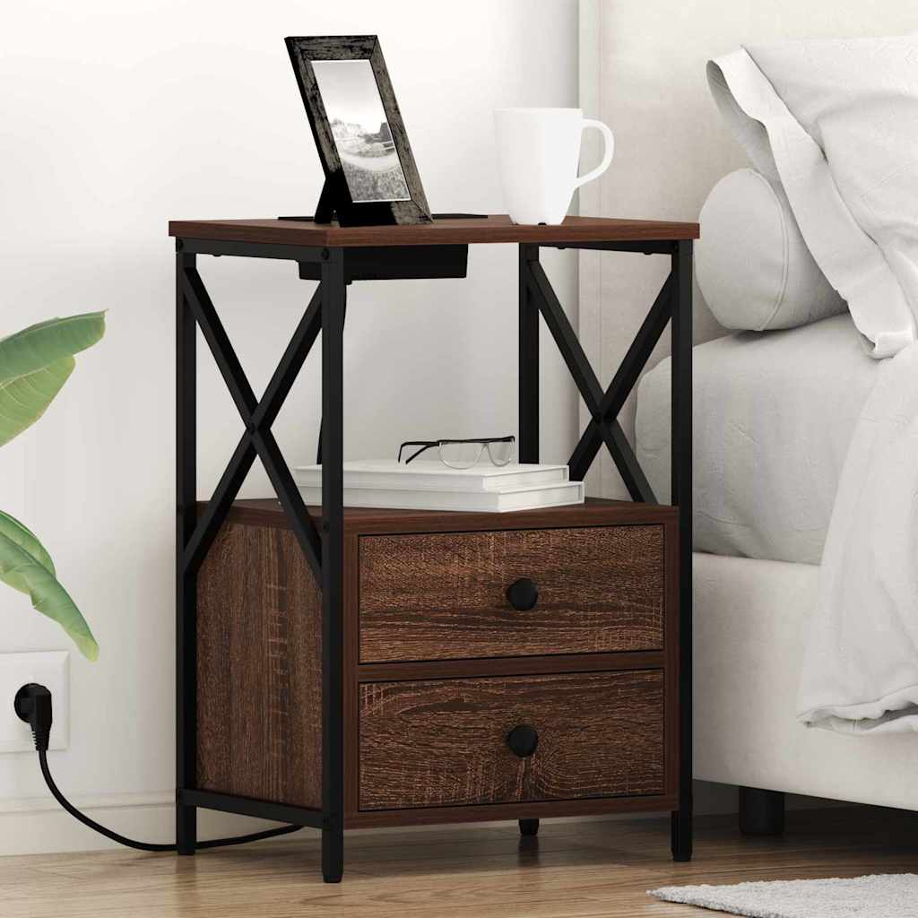 vidaXL Table de chevet aspect chêne marron 40 x 31 x 60 cm Bois d'ingénierie