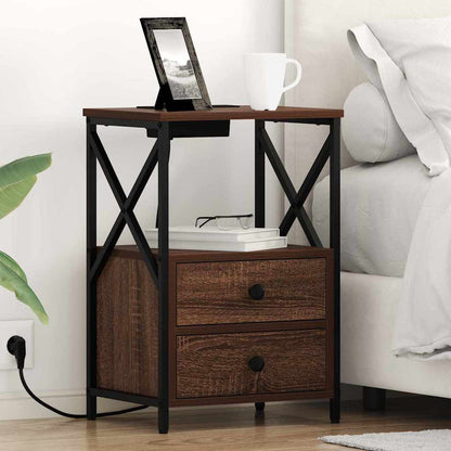 vidaXL Table de chevet aspect chêne marron 40 x 31 x 60 cm Bois d'ingénierie