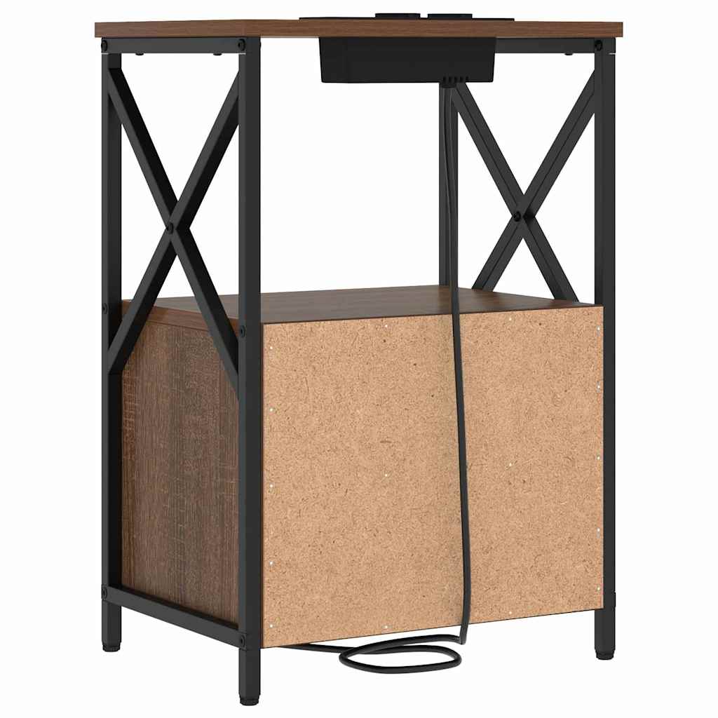 vidaXL Table de chevet aspect chêne marron 40 x 31 x 60 cm Bois d'ingénierie