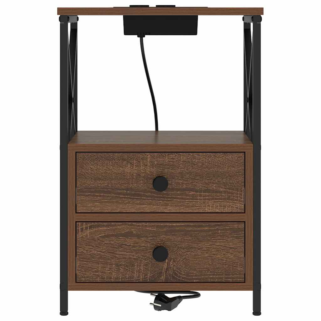 vidaXL Table de chevet aspect chêne marron 40 x 31 x 60 cm Bois d'ingénierie