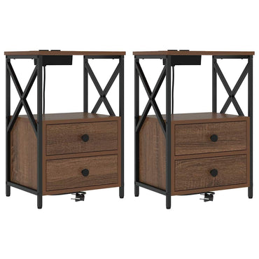 vidaXL Nachttisch 2 pcs Braun Eichen-Optik 40 x 31 x 60 cm