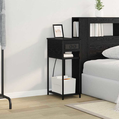 Nachttisch Schwarz Eichen-Optik 41 x 28 x 76 cm Holzwerkstoff