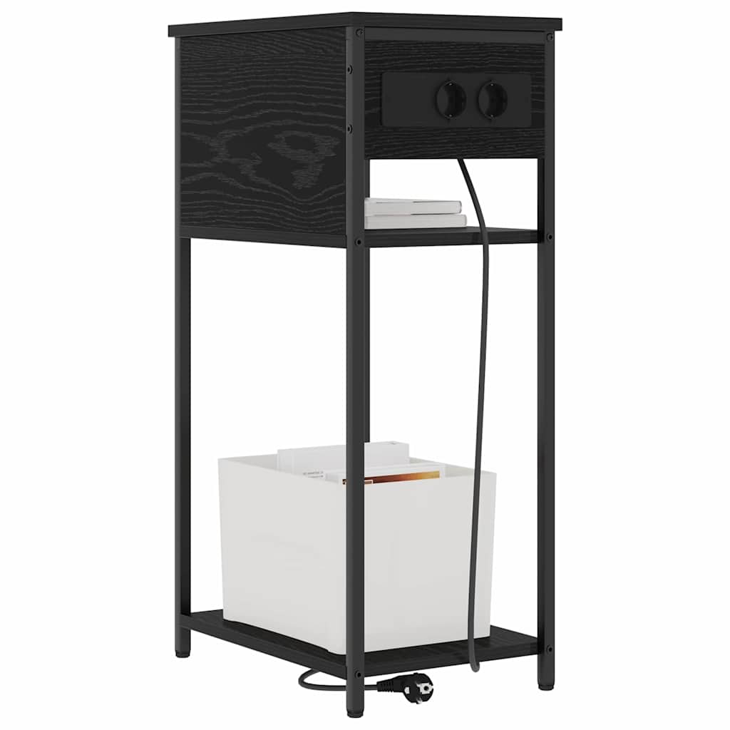 Nachttisch Schwarz Eichen-Optik 41 x 28 x 76 cm Holzwerkstoff