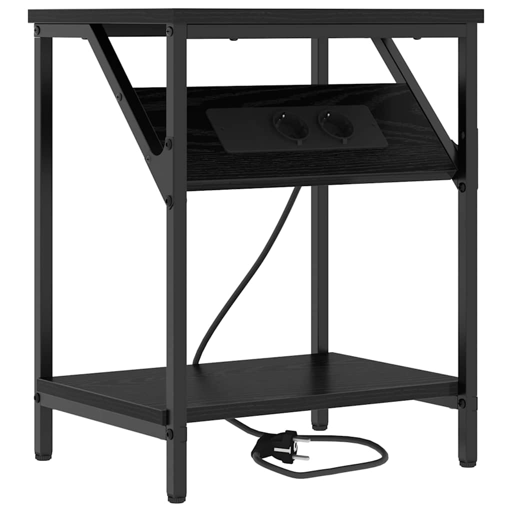 Nachttisch Schwarz Eichen-Optik 38 x 30 x 48 cm Holzwerkstoff