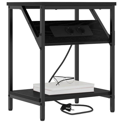 Nachttisch Schwarz Eichen-Optik 38 x 30 x 48 cm Holzwerkstoff