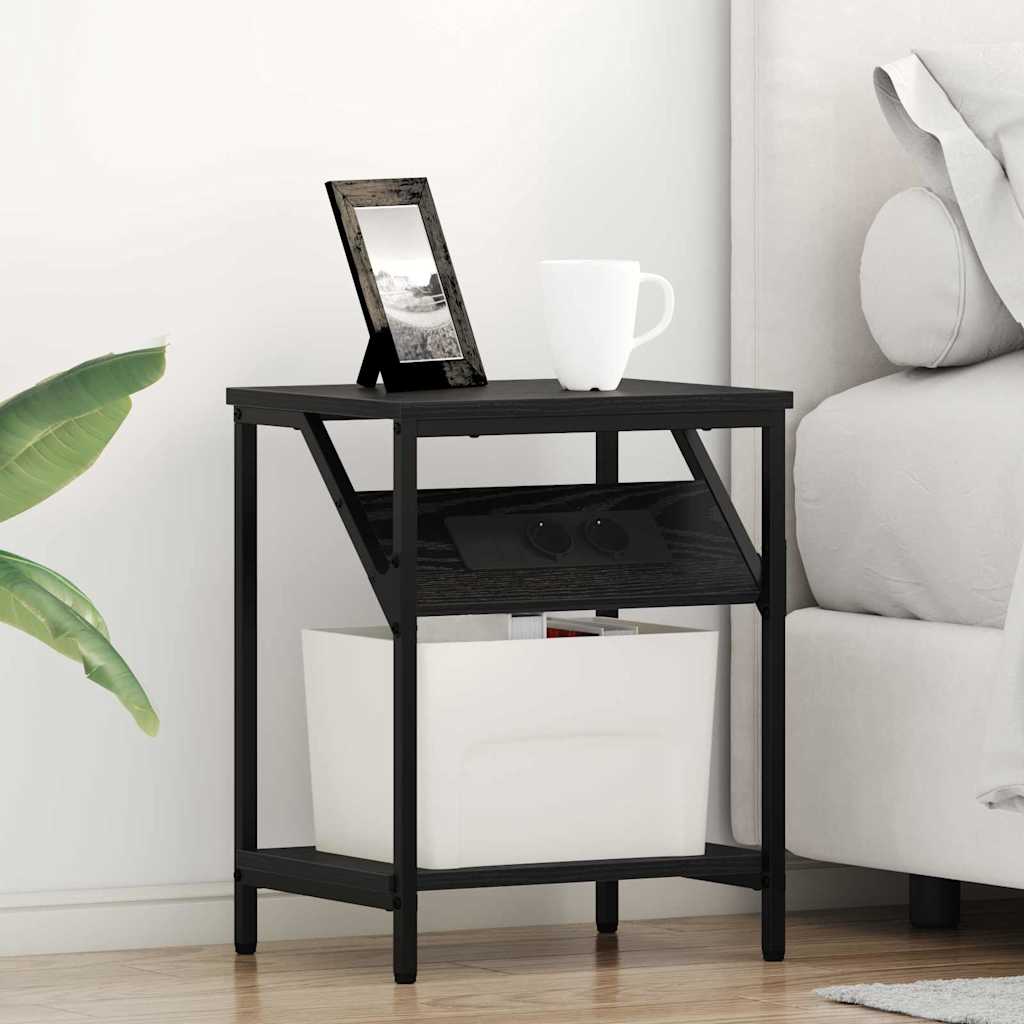 vidaXL Nachttisch 2 pcs Schwarz Eichen-Optik 38 x 30 x 48 cm