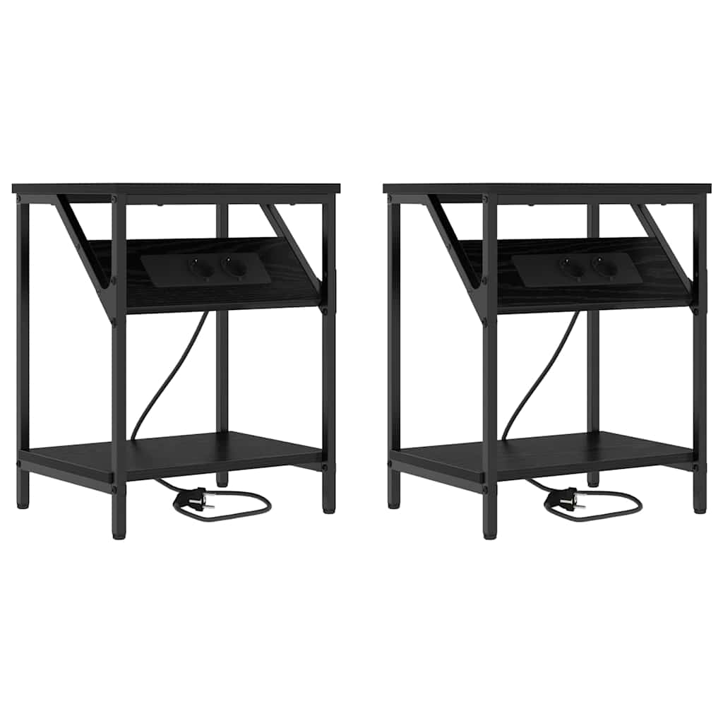 vidaXL Nachttisch 2 pcs Schwarz Eichen-Optik 38 x 30 x 48 cm