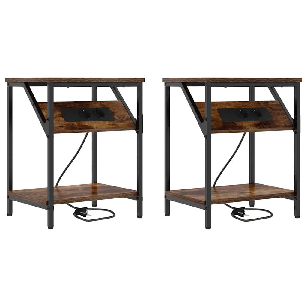 Nachttisch 2 pcs Geräucherte Eiche 38 x 30 x 48 cm