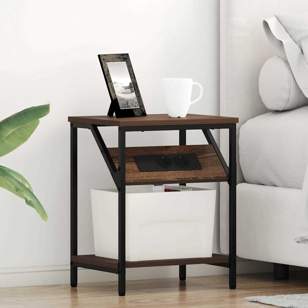 vidaXL Nachttisch 2 pcs Braun Eichen-Optik 38 x 30 x 48 cm