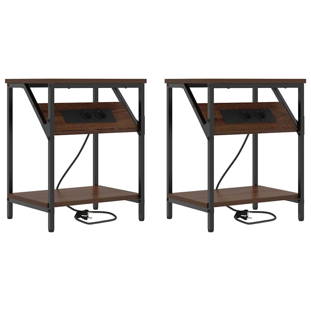 vidaXL Nachttisch 2 pcs Braun Eichen-Optik 38 x 30 x 48 cm