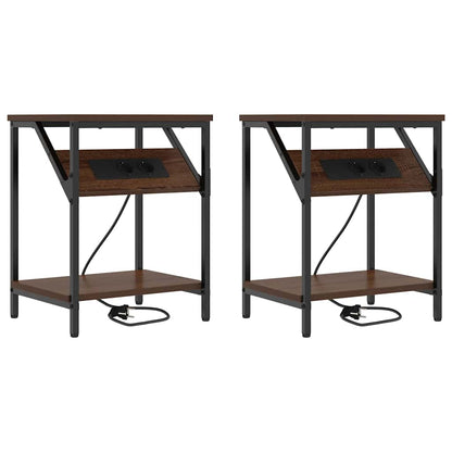 vidaXL Nachttisch 2 pcs Braun Eichen-Optik 38 x 30 x 48 cm