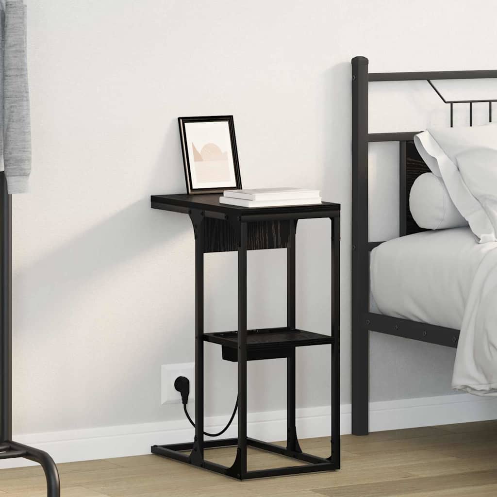 vidaXL Table de chevet Noir aspect chêne 41,5 x 26 x 60,5 cm