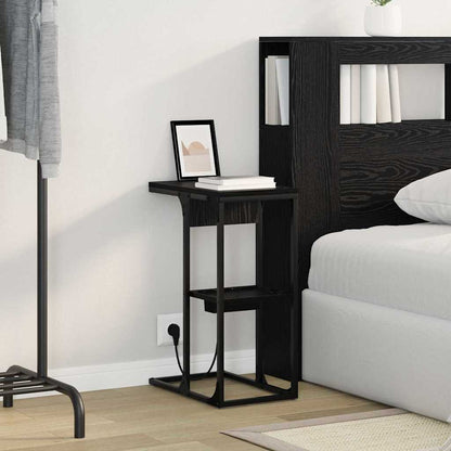 vidaXL Table de chevet Noir aspect chêne 41,5 x 26 x 60,5 cm