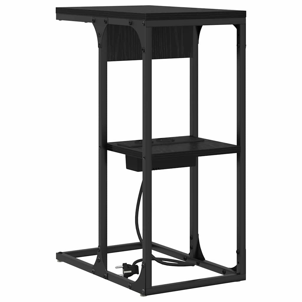 vidaXL Table de chevet Noir aspect chêne 41,5 x 26 x 60,5 cm