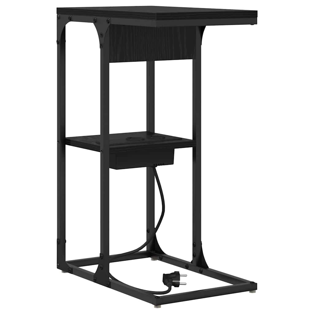 vidaXL Table de chevet Noir aspect chêne 41,5 x 26 x 60,5 cm