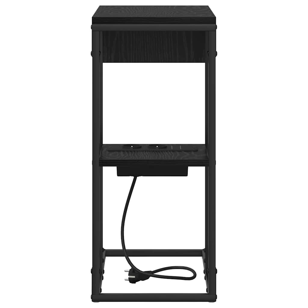 vidaXL Table de chevet Noir aspect chêne 41,5 x 26 x 60,5 cm