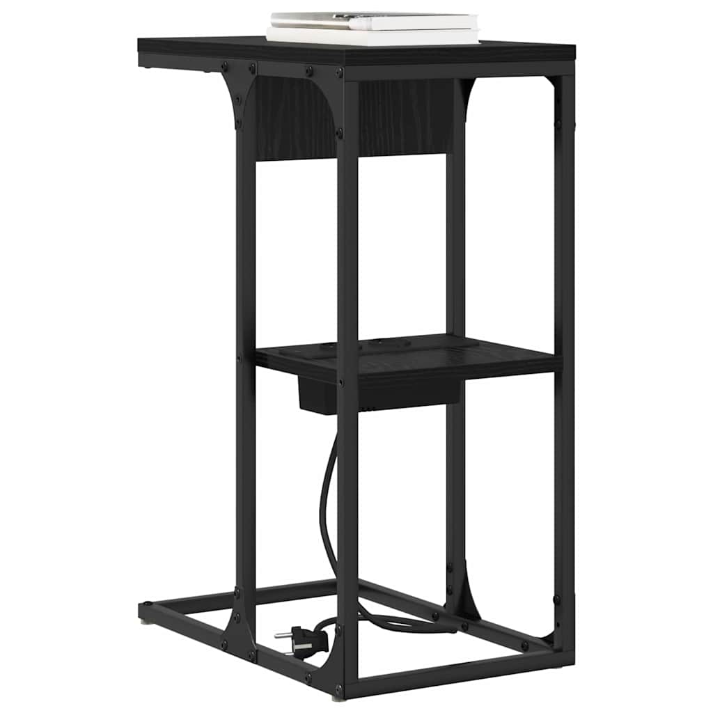 vidaXL Table de chevet Noir aspect chêne 41,5 x 26 x 60,5 cm