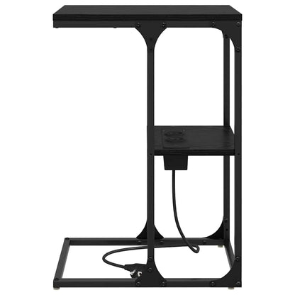 vidaXL Table de chevet Noir aspect chêne 41,5 x 26 x 60,5 cm