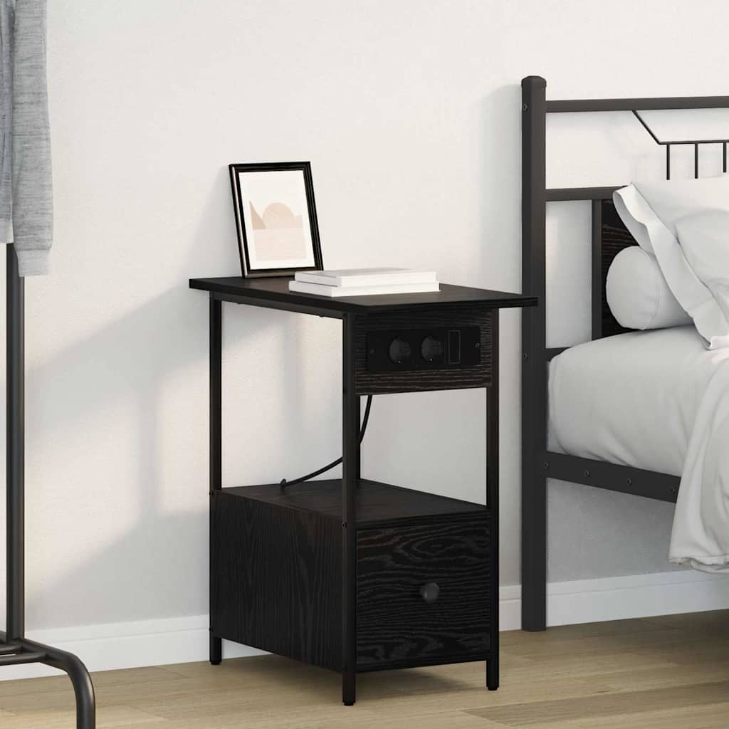vidaXL Nachttisch Schwarz Eichen-Optik 60 x 30 x 61 cm Holzwerkstoff