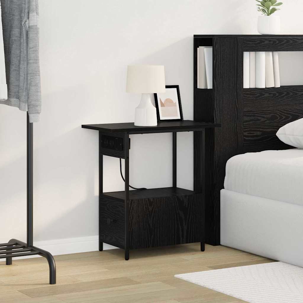 vidaXL Nachttisch Schwarz Eichen-Optik 60 x 30 x 61 cm Holzwerkstoff