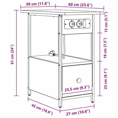 vidaXL Nachttisch Braun Eichen-Optik 60 x 30 x 61 cm Holzwerkstoff