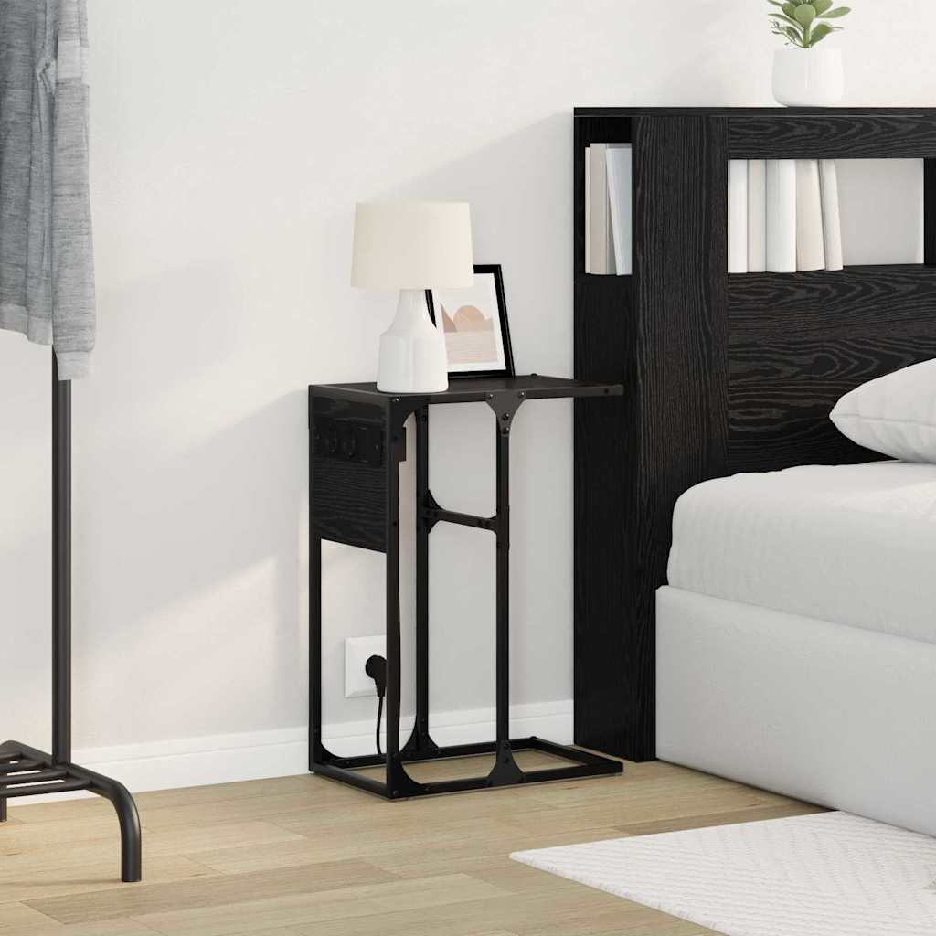 Nachttisch Schwarz Eichen-Optik 41,5 x 26 x 60,5 cm