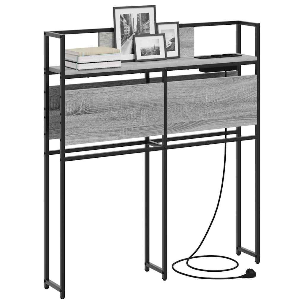 Stauraum-Kopfteil mit Regal Grau Sonoma 75 cm Holzwerkstoff