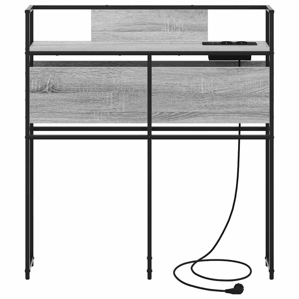 vidaXL Stauraum-Kopfteil mit Regal Grau Sonoma 80 cm Holzwerkstoff
