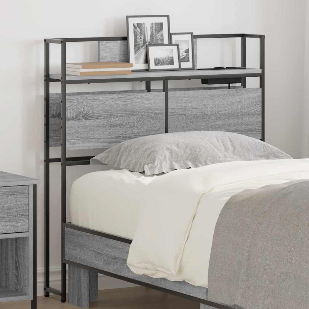 vidaXL Stauraum-Kopfteil mit Regal Grau Sonoma 90 cm Holzwerkstoff