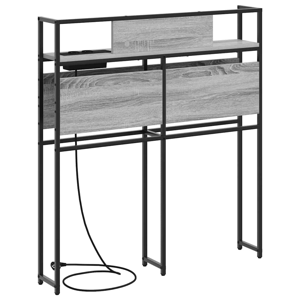 Stauraum-Kopfteil mit Regal Grau Sonoma 100 cm Holzwerkstoff