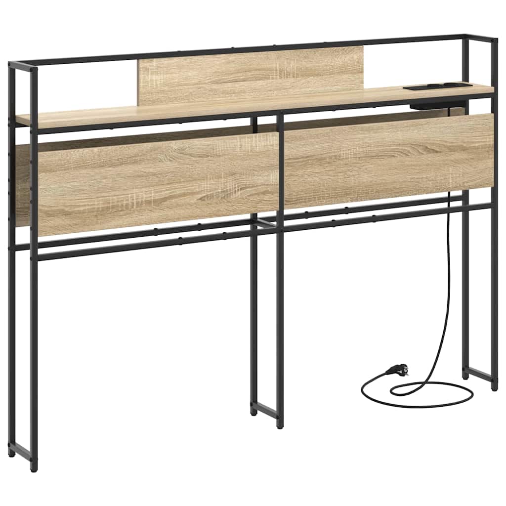 Stauraum-Kopfteil mit Regal Sonoma-Eiche 120 cm Holzwerkstoff